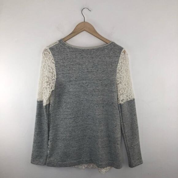 Sundance Lace Crochet Overlay Pullover Sweatshirt Size Medium - Picture 2 of 14